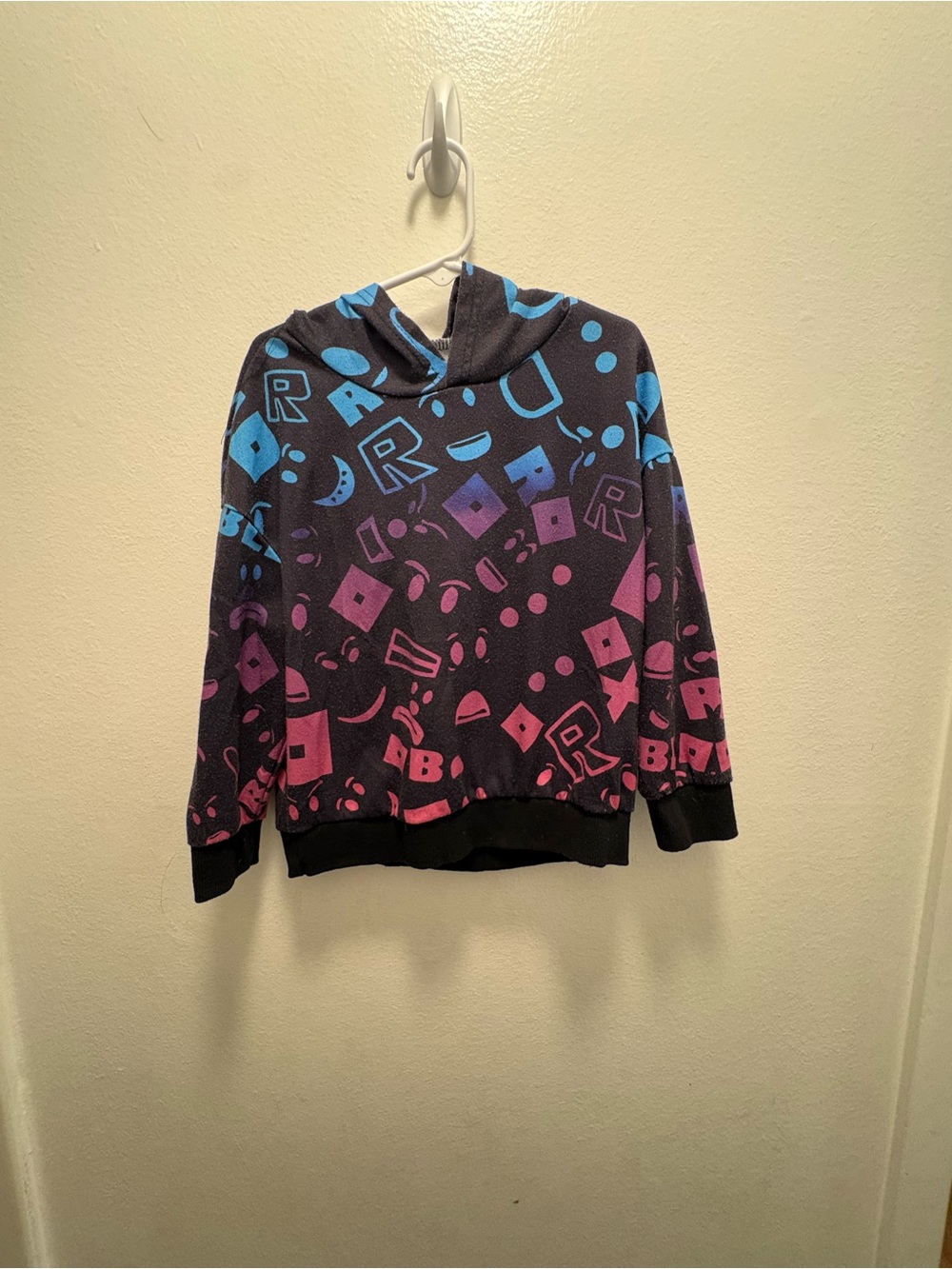 SHEIN Black Hoodie with Blue and Purple Graphic Print